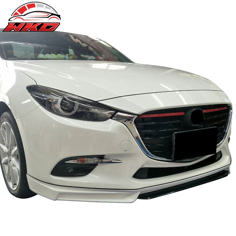 Fits 17-18 Mazda 3 MK Style Front Bumper Lip Spoiler Splitter Chin Unpainted ABS