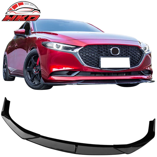 Wholesale For 19-26 Mazda 3 Sedan IKON Style Front Bumper Lip Chin Spoiler Gloss Black 3PC - Wikond Auto