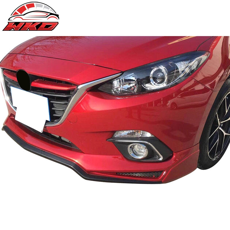 Fits 14-16 Mazda 3 V3 Style Front Bumper Lip - PP