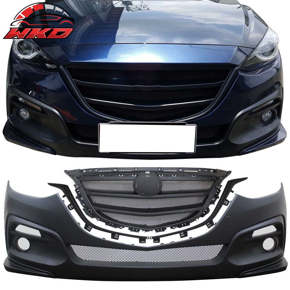 Fits 14-16 Mazda 3 KS Style Front Bumper Cover Conversion Grille Replacement