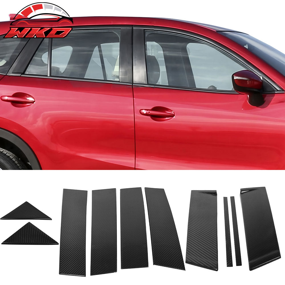 Fits 12-16 Mazda CX-5 Carbon Fiber CF Door Pillar Post Cover Window Trim 10PCS