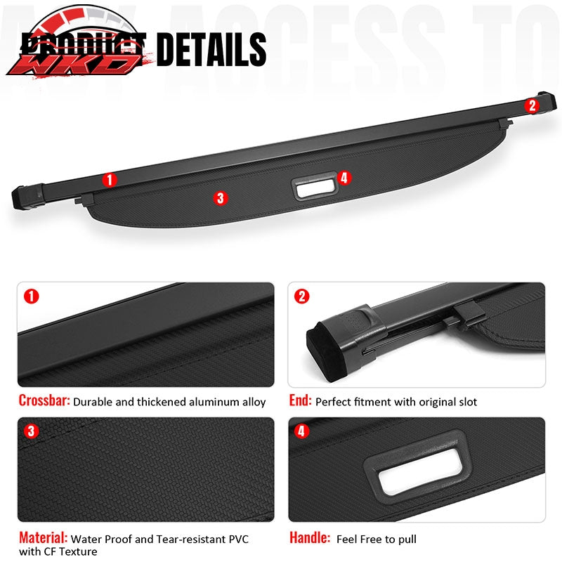 Wholesale 25-26 Mazda CX-70 24-26 CX-90 Retractable Cargo Cover Carbon Fiber Texture - Wikond Auto