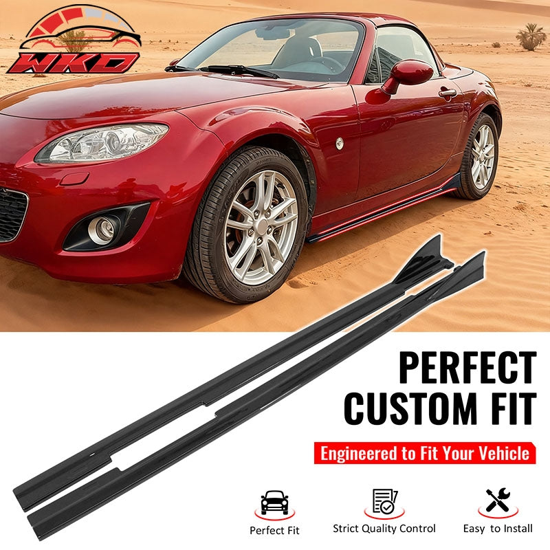 Fits 09-15 Mazda MX-5 Miata IKON Style Side Skirts Gloss Black Rocker Panels ABS
