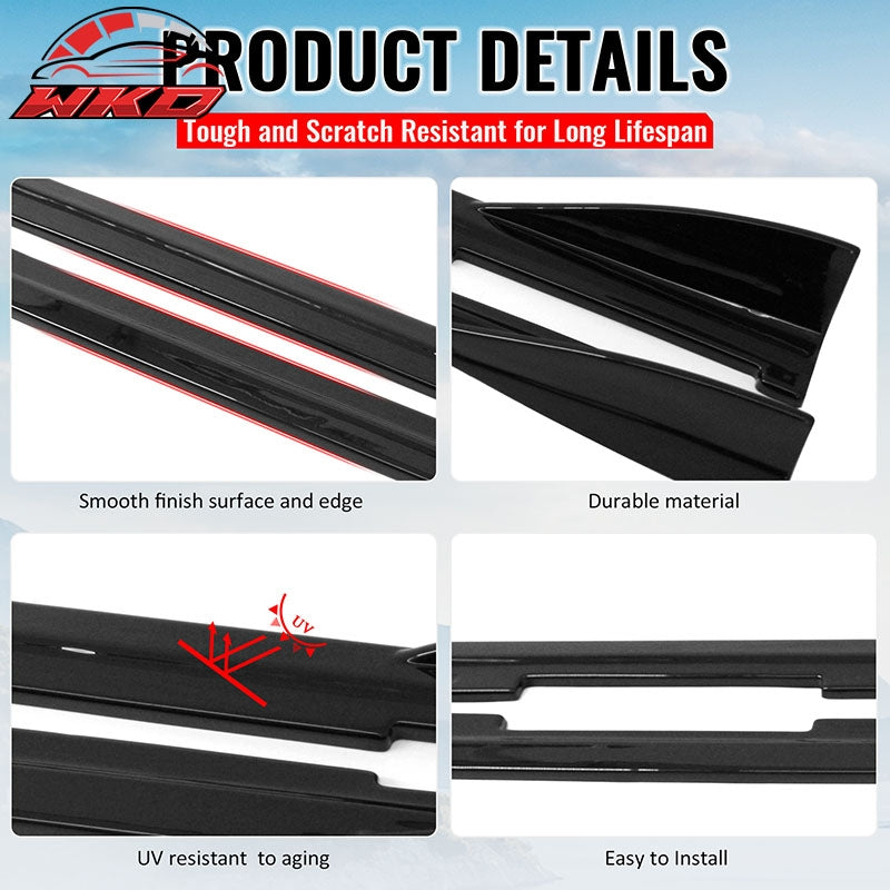 Fits 09-15 Mazda MX-5 Miata IKON Style Side Skirts Gloss Black Rocker Panels ABS