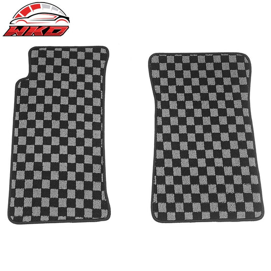 Wholesale 90-97 Mazda Miata MX5 Floor Mats Non-Slip Carpet Checkered Black Gray Plaid - Wikond Auto