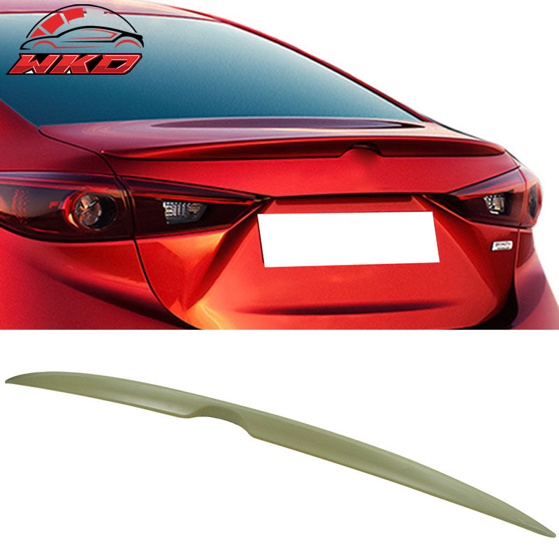 Fits 14-18 Mazda 3 Sedan 4Dr OE Style Rear Trunk Spoiler Wing Lip Unpainted ABS