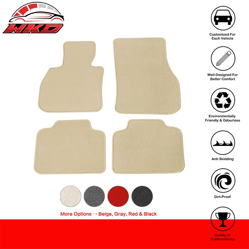 Fits 17-24 Mini Cooper Countryman Nylon Floor Mats Liner Beige Front Rear Carpet