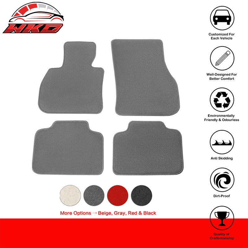 Fits 17-24 Mini Cooper Countryman Nylon Gray Floor Mats Liner Front Rear Carpet