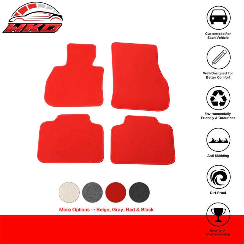 Fits 17-24 Mini Cooper Countryman Nylon Floor Mats Liner Red Front Rear Carpet