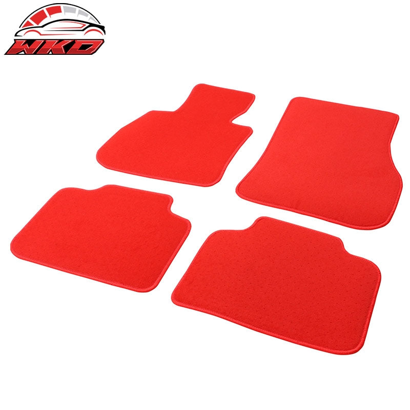 Fits 17-24 Mini Cooper Countryman Nylon Floor Mats Liner Red Front Rear Carpet