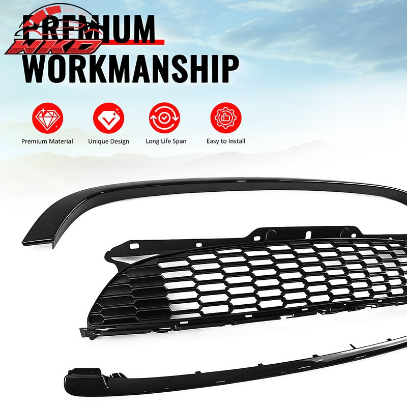 For 08-15 Mini Cooper S JCW R55 R56 R57 R58 R59 Matte Black Front Grille w/Frame