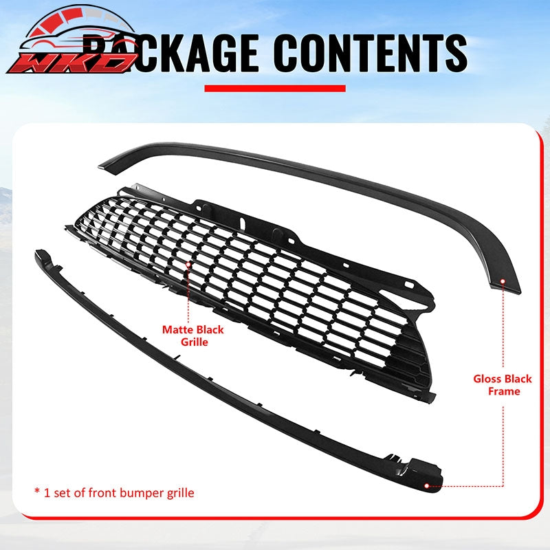 For 08-15 Mini Cooper S JCW R55 R56 R57 R58 R59 Matte Black Front Grille w/Frame