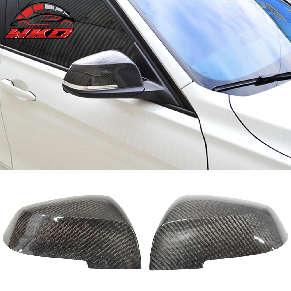 Fits 10-21 BMW 3 Series F30 2PCS Passenger Driver Mirror Covers Carbon Fiber CF