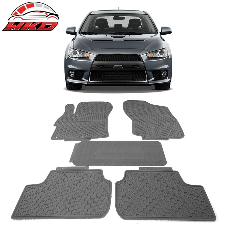 Fits 08-17 Mitsubishi Lancer OE Style All Weather Floor Mats Carpets Latex Gray