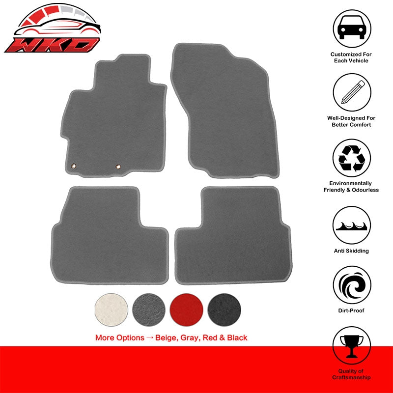 Fits 08-17 Mitsubishi Lancer Floor Mats Liner Front Rear Grey Nylon Carpet 4PCS