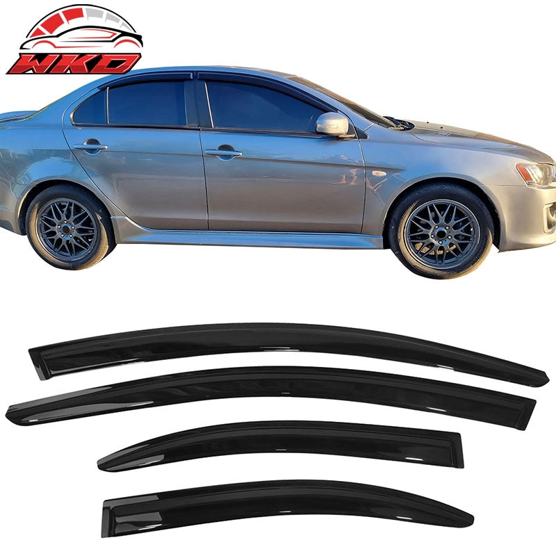 Fits 08-17 Mitsubishi Lancer EVO 10 X Window Visors Acrylic Rain Guard Deflector