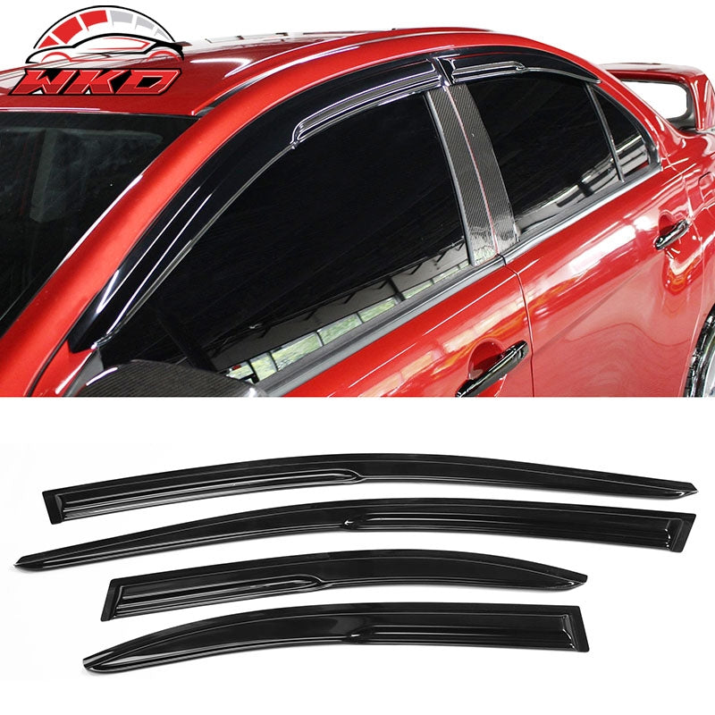 Fits 08-17 Mitsubishi Lancer EVO Mugen Style Window Visor Sun Rain Deflector 4PC