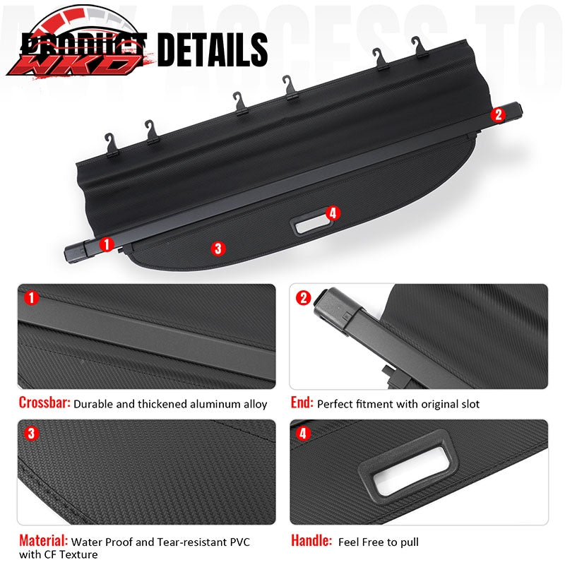 Wholesale 22-26 Mitsubishi Outlander & PHEV Rear Cargo Cover Carbon Fiber Texture - Wikond Auto