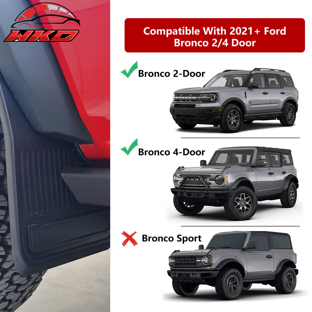 Fits 21-25 Ford Bronco 2/4 Door Black Front Rear Mud Flaps Splash Guards PP 4PCS