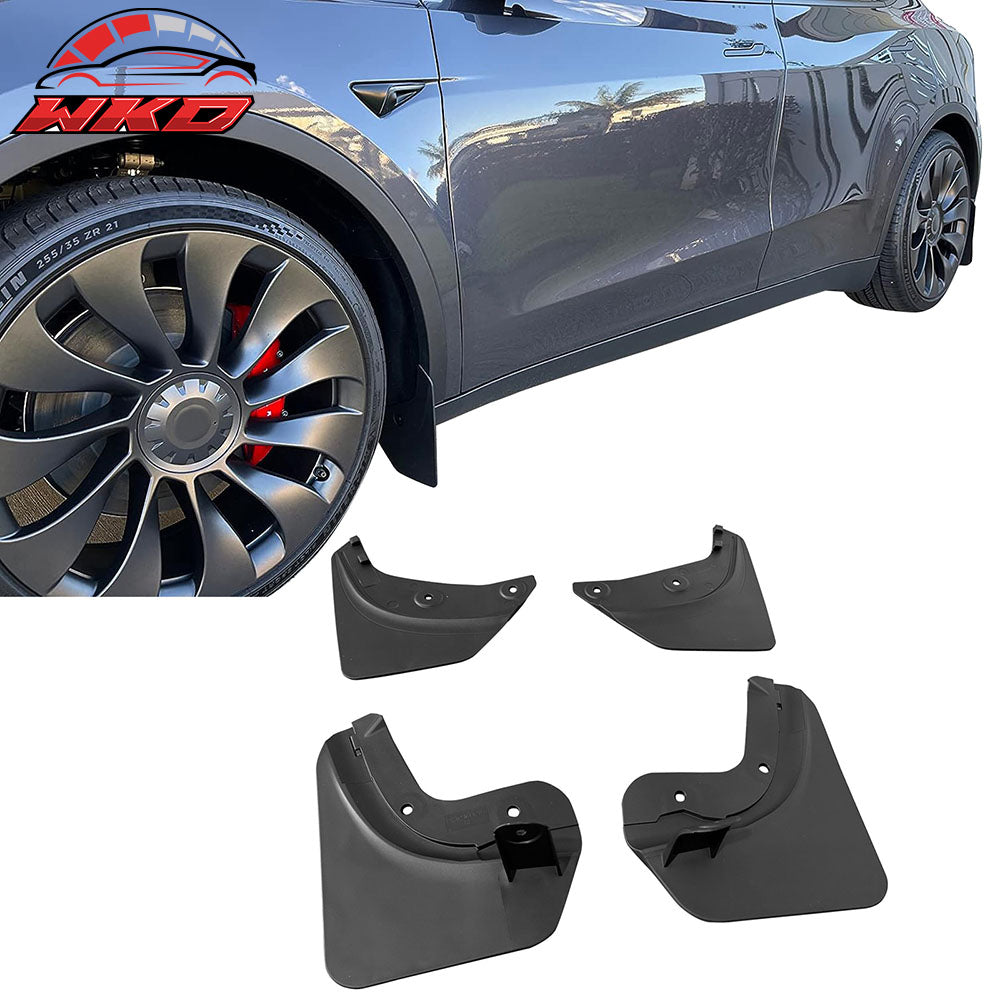 Fits 20-24 Tesla Model Y OE Style Mud Guards Splash Flaps Fender Black TPE 4PCS