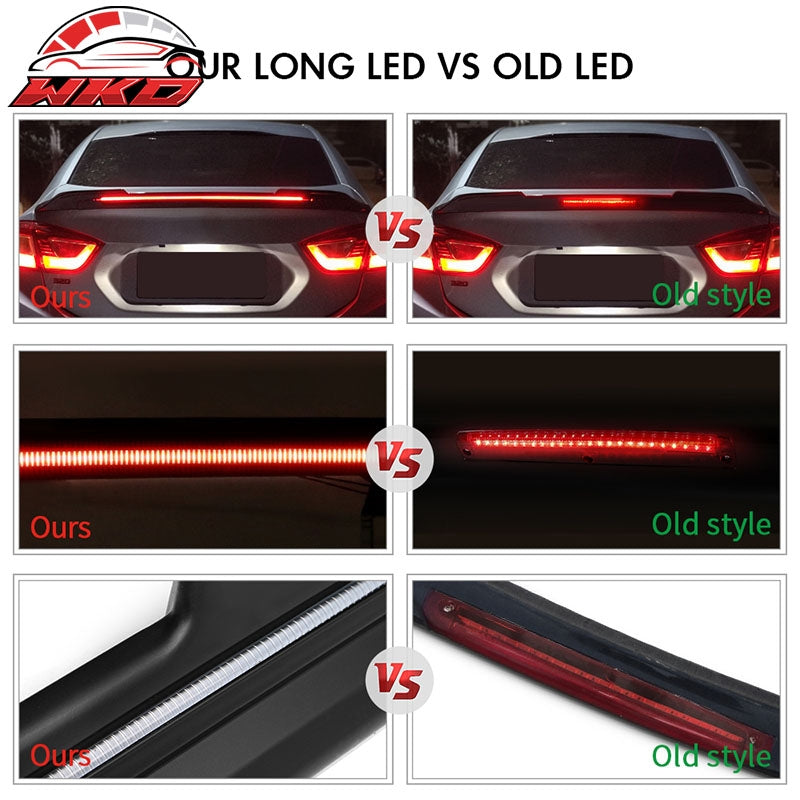 Fits 15-23 Ford Mustang 2DR Coupe Long LED Style Matte Black Trunk Spoiler - ABS