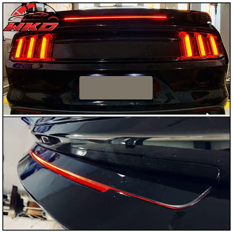 Fits 15-23 Ford Mustang 2DR Coupe Long LED Style Matte Black Trunk Spoiler - ABS