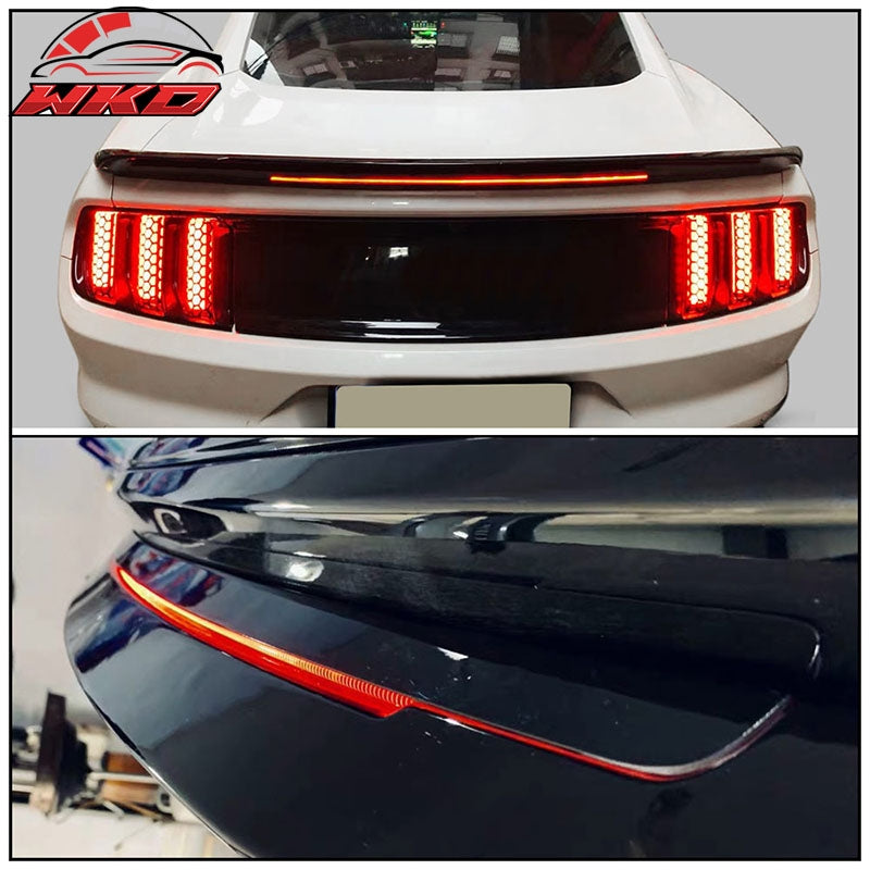 Fits 15-23 Ford Mustang 2DR Coupe Long LED Style Trunk Spoiler Gloss Black - ABS