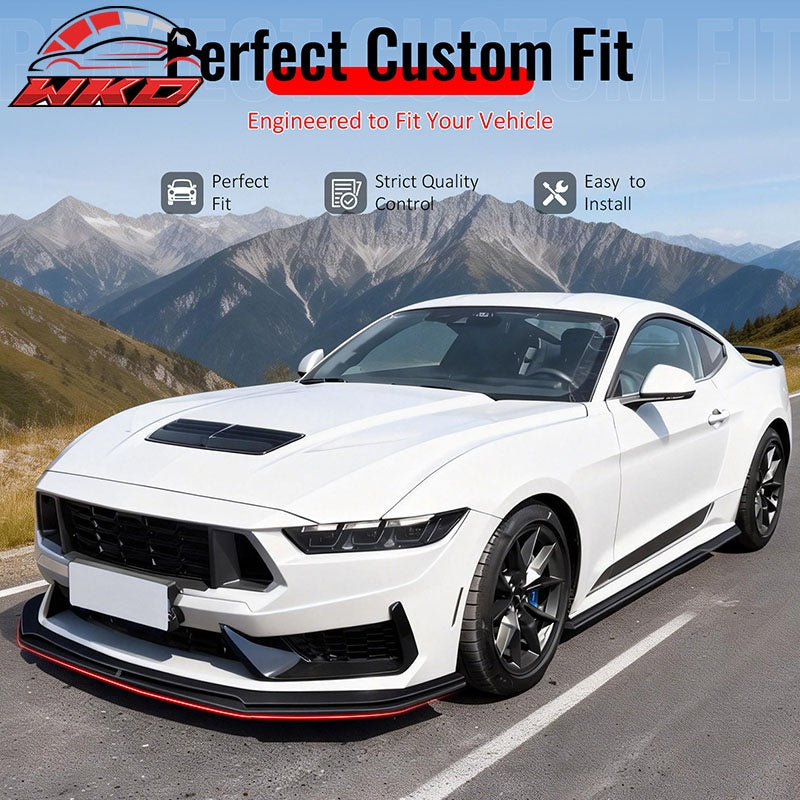 Fits 24-26 Ford Mustang S650 Performance Ikon Front Bumper Lip Carbon Fiber Look