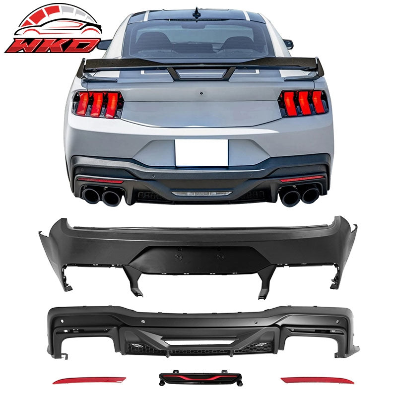 Fits 15-23 Mustang Dark Horse Rear Bumper + Diffuser + LED GT-C Light +Reflector