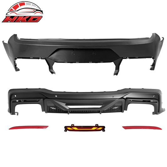Wholesale 15-23 Mustang Dark Horse Rear Bumper + Diffuser + LED GT-V Light +Reflector - Wikond Auto