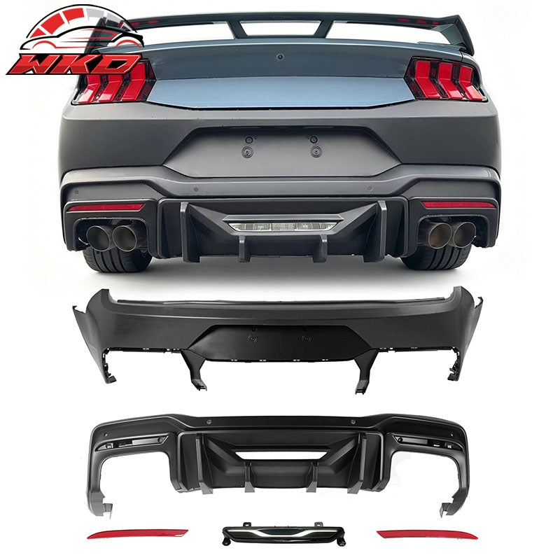 Fits 15-23 Mustang Dark Horse Rear Bumper + Rock Diffuser +GT-C Light +Reflector