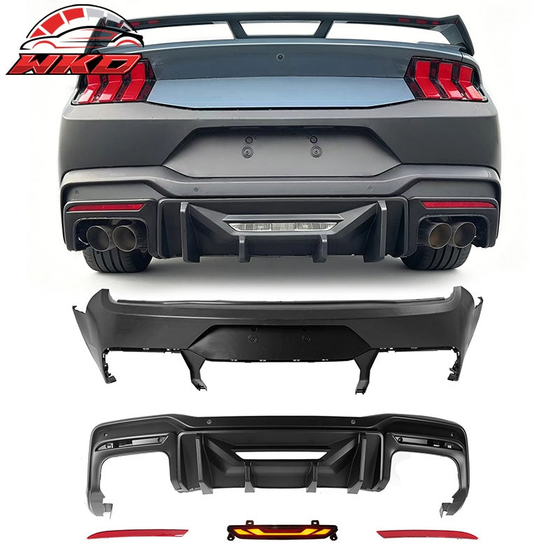 Fits 15-23 Mustang Dark Horse Rear Bumper + Rock Diffuser +GT-V Light +Reflector