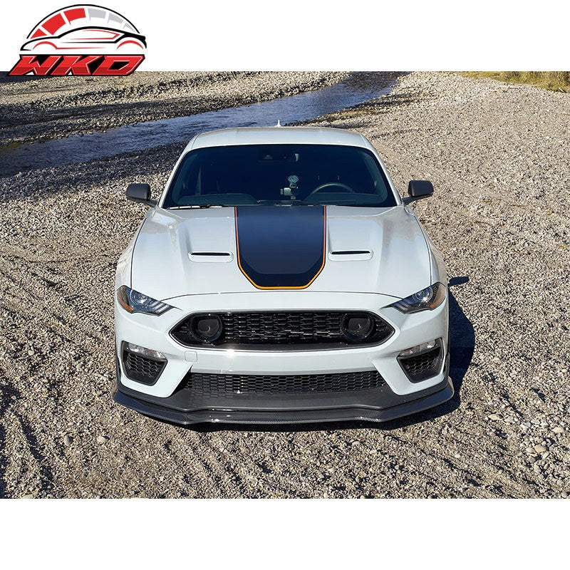 Fits 21-23 Mustang Mach 1 Handling Package Front Bumper Lip Carbon Fiber Print