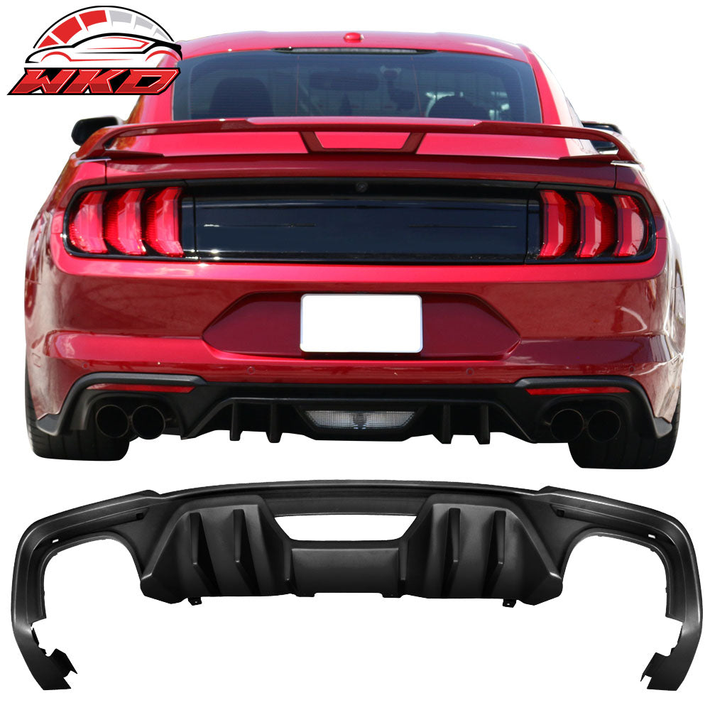 Fits 18-23 Ford Mustang S550 Coupe Rock Style Rear Diffuser Lip Matte Black PP