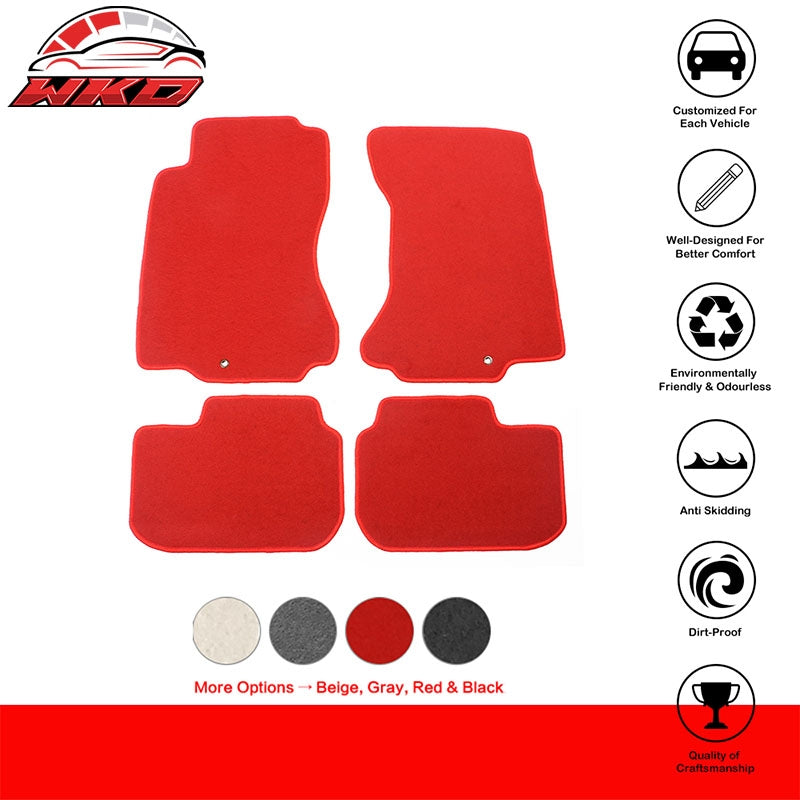 Fits 90-96 Nissan 300ZX Red Nylon Floor Mats Liner 1st 2nd Row Car Carpets 4PCS