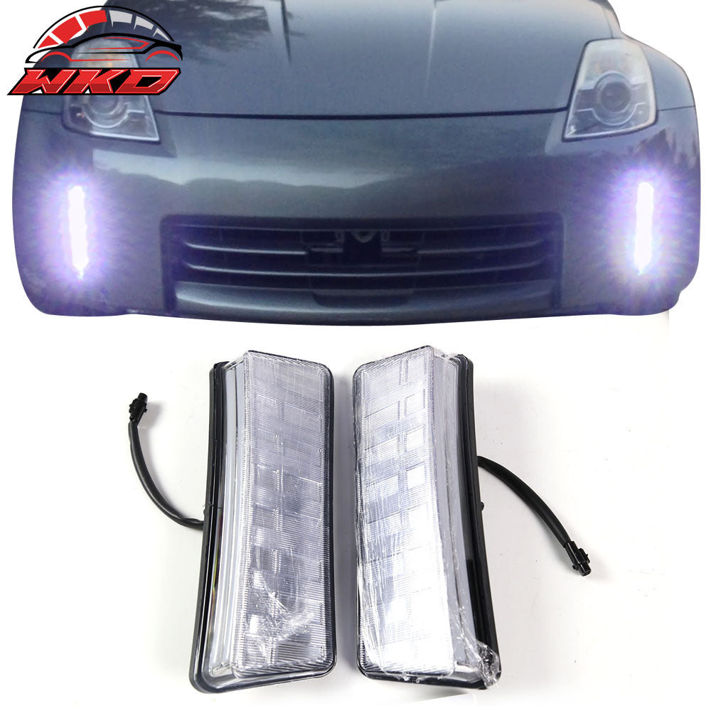 Fits 03-05 Nissan 350Z Front Bumper Clear LED DRL Reflector Lights