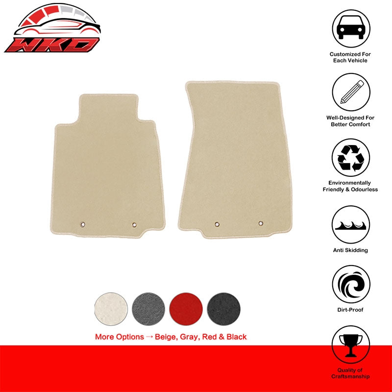 Fits 09-20 Nissan 370Z Nylon Beige Floor Mats Liner Non-Slip Auto Carpets 2PCS