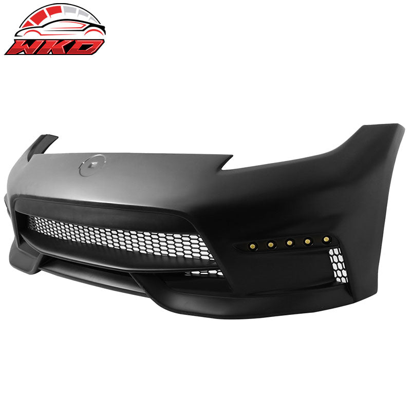 Fits 09-20 Nissan 370Z NS Style Front + Rear Bumper Cover Unpainted Black PP