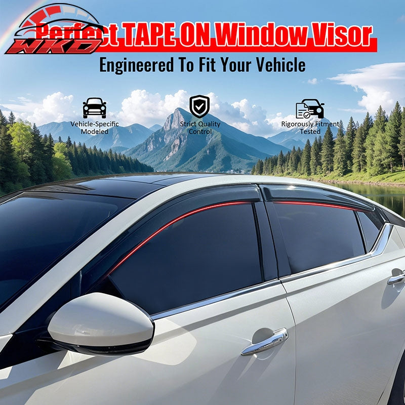 Fits 19-26 Nissan Altima Window Visors Smoke Acrylic Rain Sun Vent Shade 4PC Set