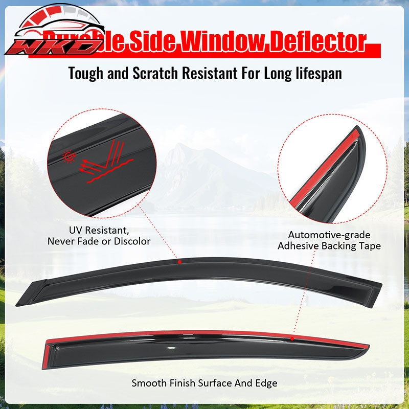 Fits 19-26 Nissan Altima Window Visors Smoke Acrylic Rain Sun Vent Shade 4PC Set