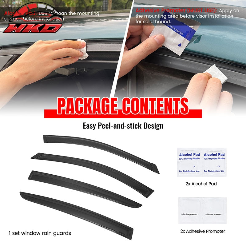 Fits 19-26 Nissan Altima Window Visors Smoke Acrylic Rain Sun Vent Shade 4PC Set