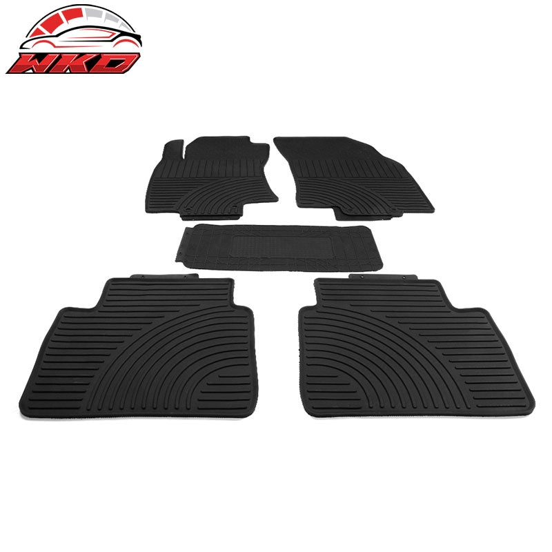 Fits 14-20 Nissan Rogue 5PC Heavy Duty Black Latex Floor Mats Front & Second Row