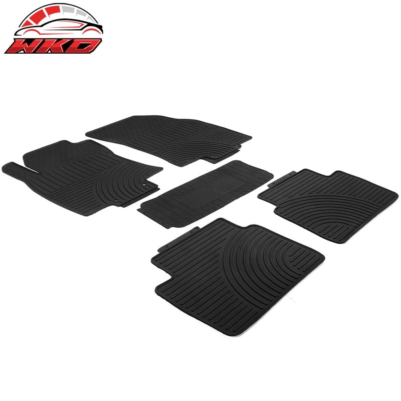 Fits 14-20 Nissan Rogue 5PC Heavy Duty Black Latex Floor Mats Front & Second Row
