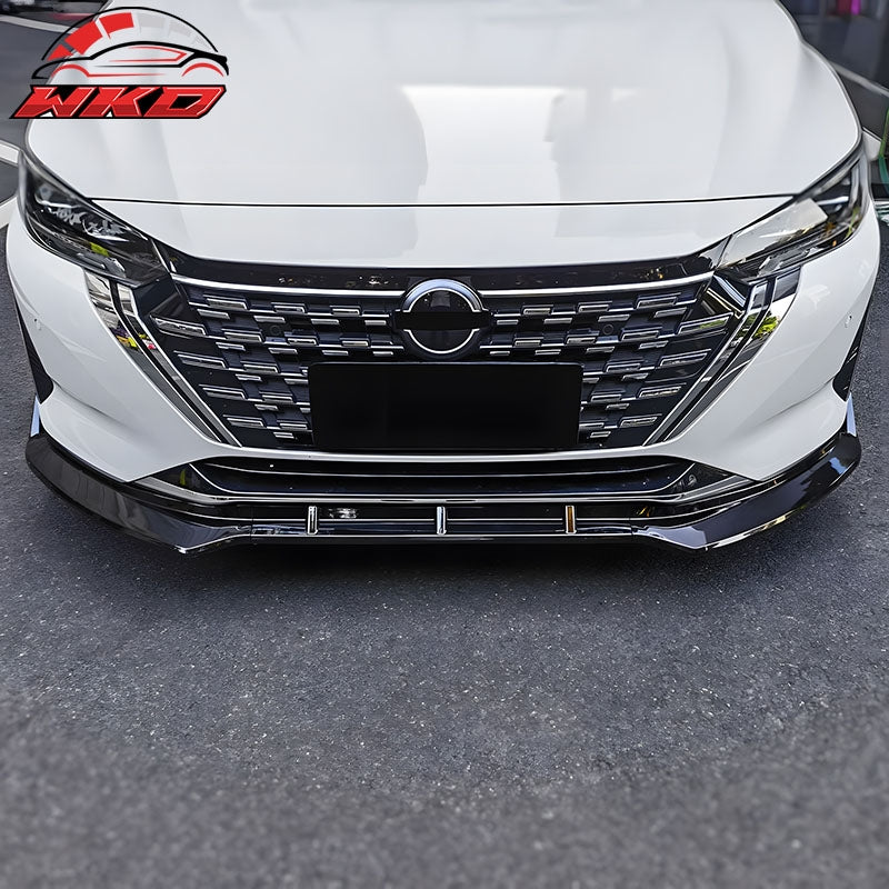 Fits 24-25 Nissan Sentra IKON Style Front Bumper Lip Spoiler PP Gloss Black 3PCS