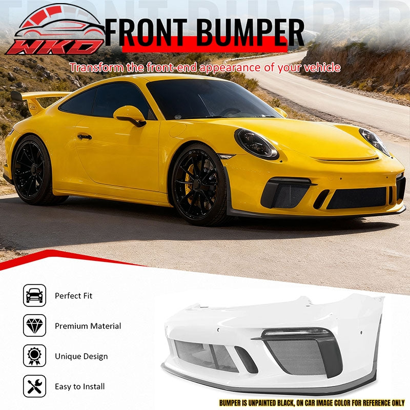 Fits 12-19 Porsche 911 GT3 Style Front Bumper Cover w/ DRL Upgrade 991 to 991.2