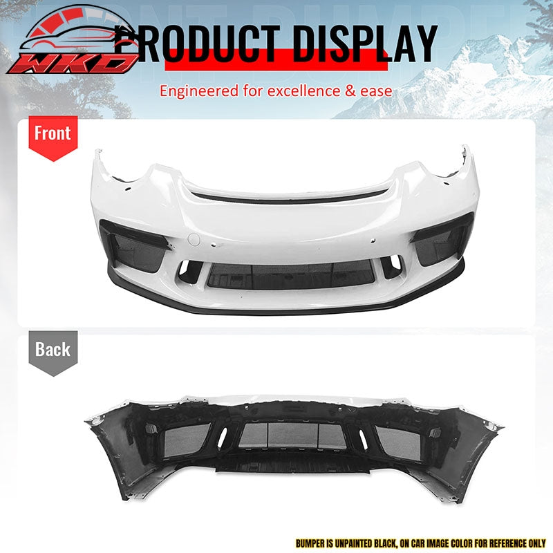 Fits 12-19 Porsche 911 GT3 Style Front Bumper Cover w/ DRL Upgrade 991 to 991.2