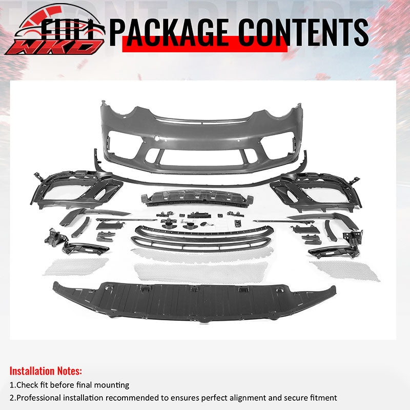 Fits 12-19 Porsche 911 GT3 Style Front Bumper Cover w/ DRL Upgrade 991 to 991.2