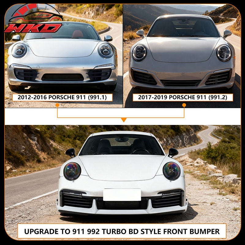 Wholesale For 12-19 Porsche 911 Turbo SD Style Front Bumper Cover + DRL Upgrade 991 to 992 - Wikond Auto