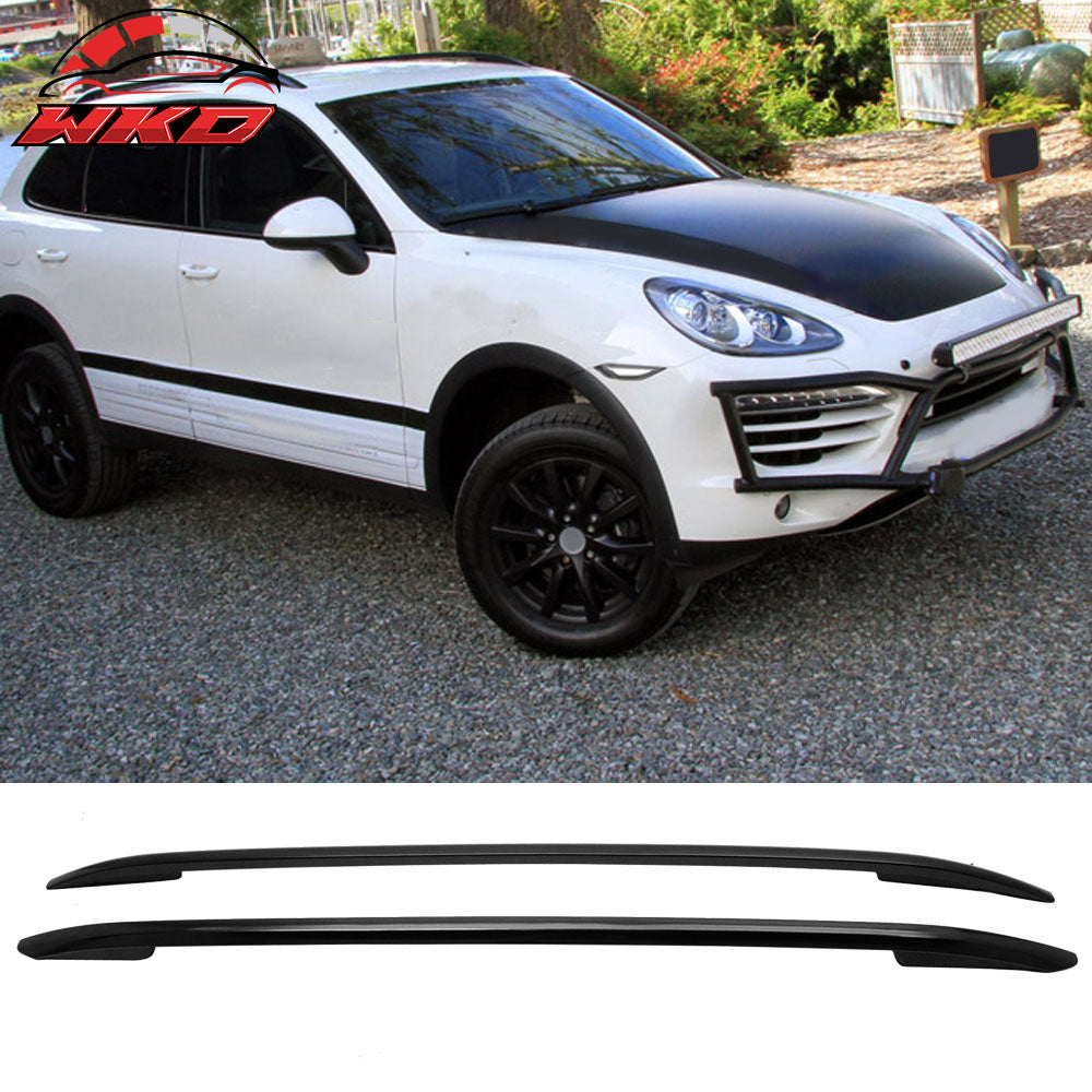 Fits 11-16 Porsche Cayenne OE Style Top Black Roof Rack Side Rail Aluminum