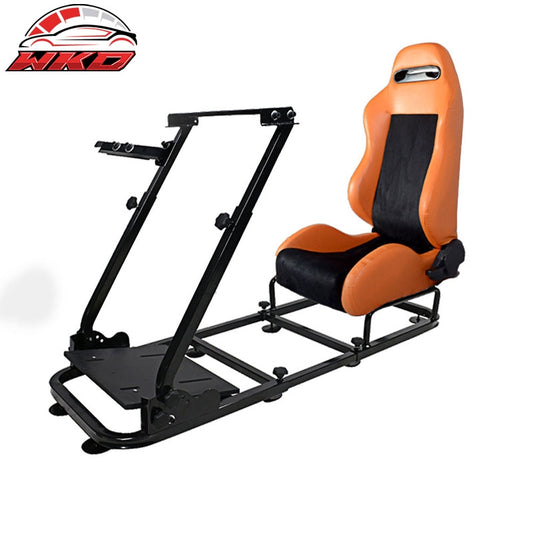 Wholesale Orange PVC Leather With Black Suede Cockpit Racing Seat Gaming Chair & Bracket